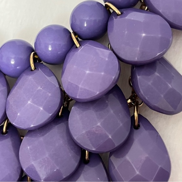 Elegant Purple and Gold Tone Statement Necklace - Picture 3 of 5